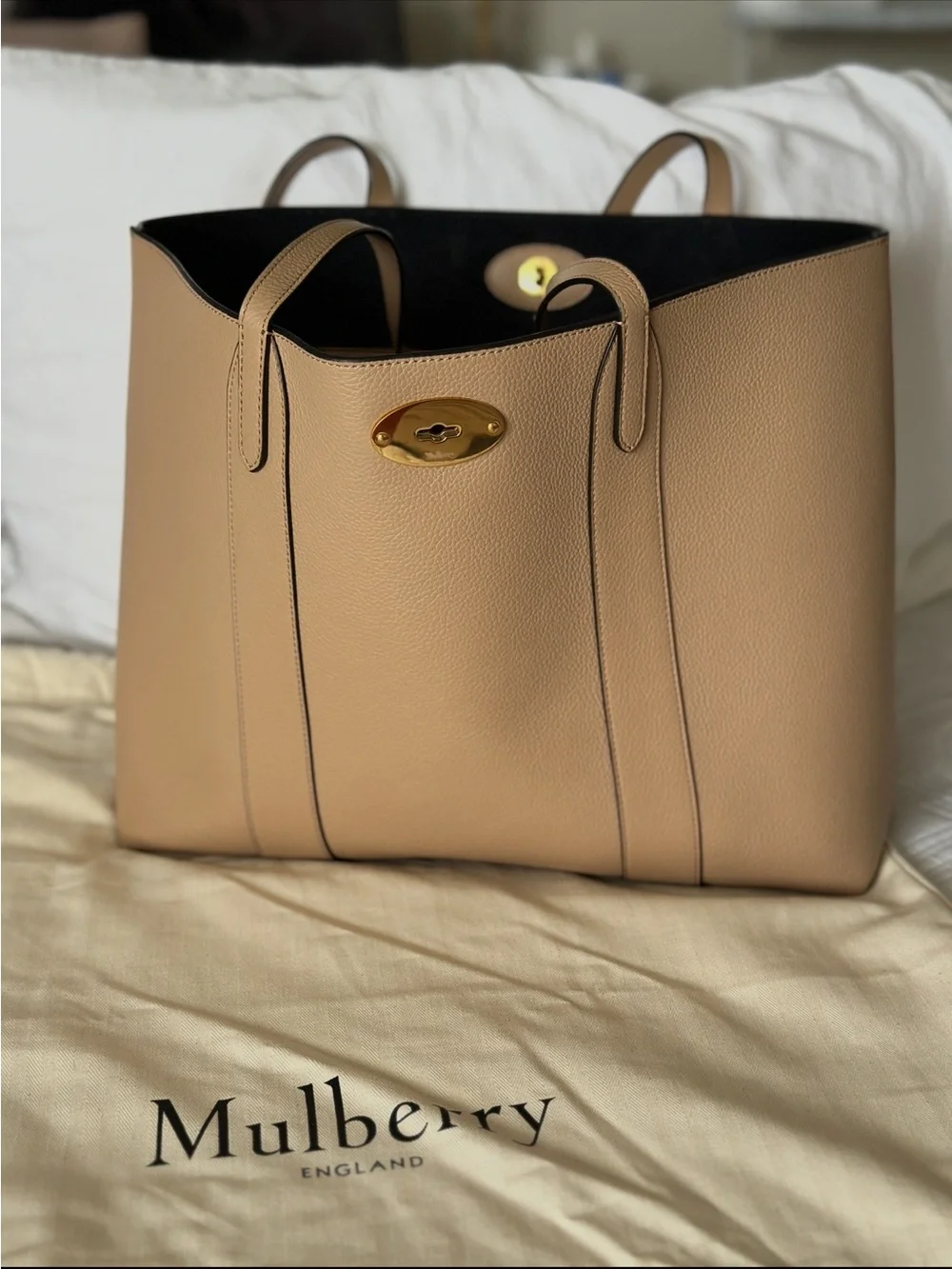Mulberry Bayswater Tote Bag in Taupe with Gold Hardware